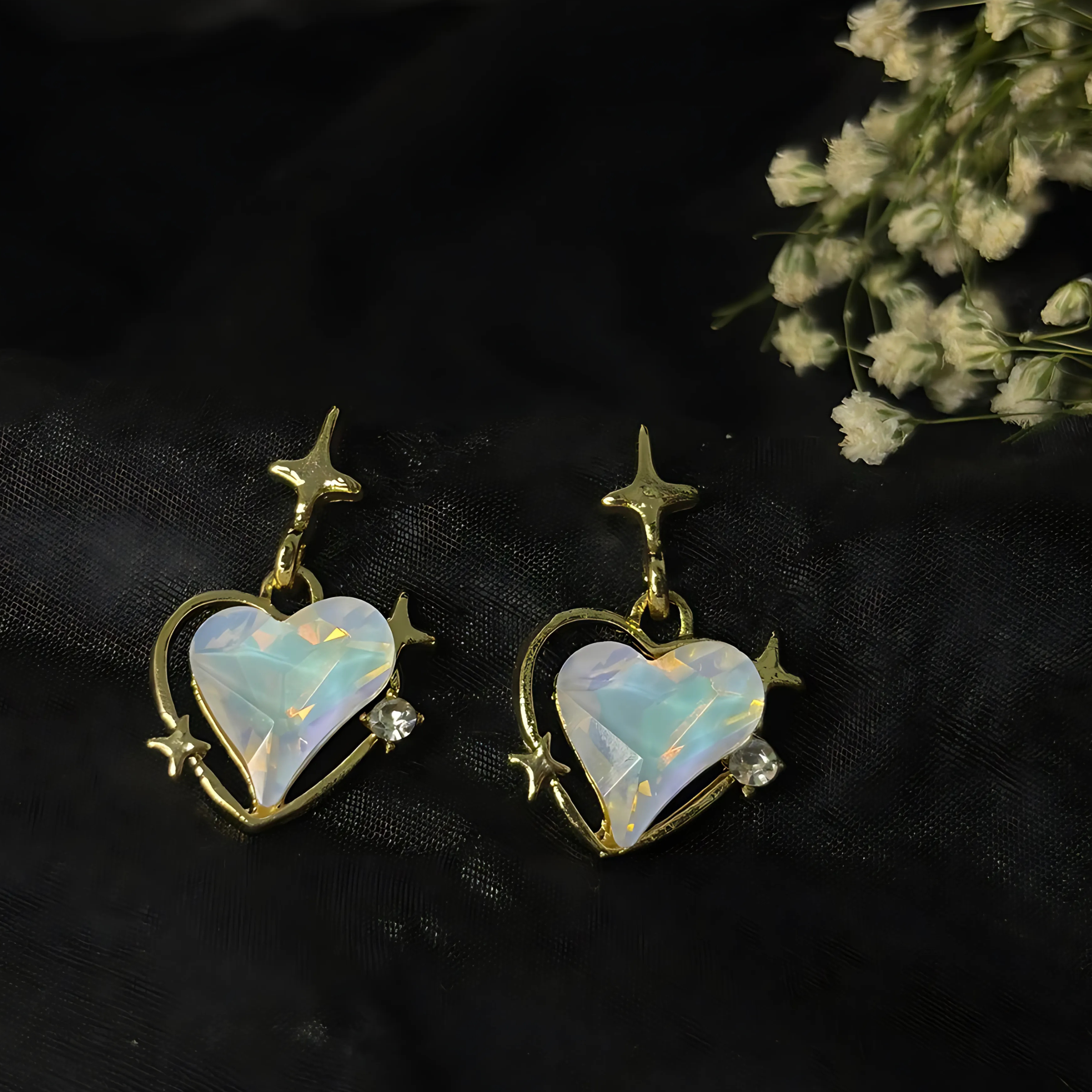 Heart Bling Earrings (Multiple Colors)