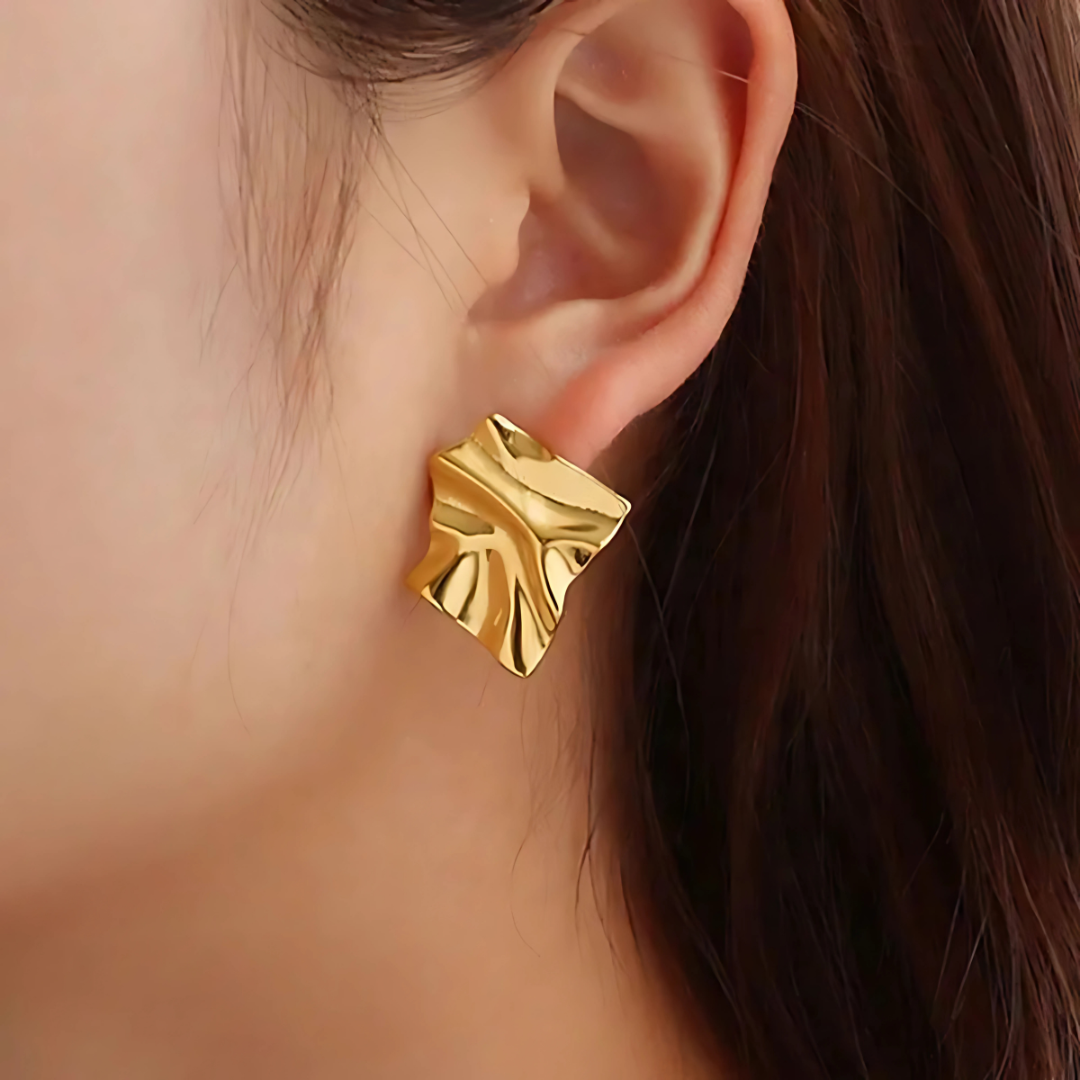 Golden Wrap Geometric Earrings