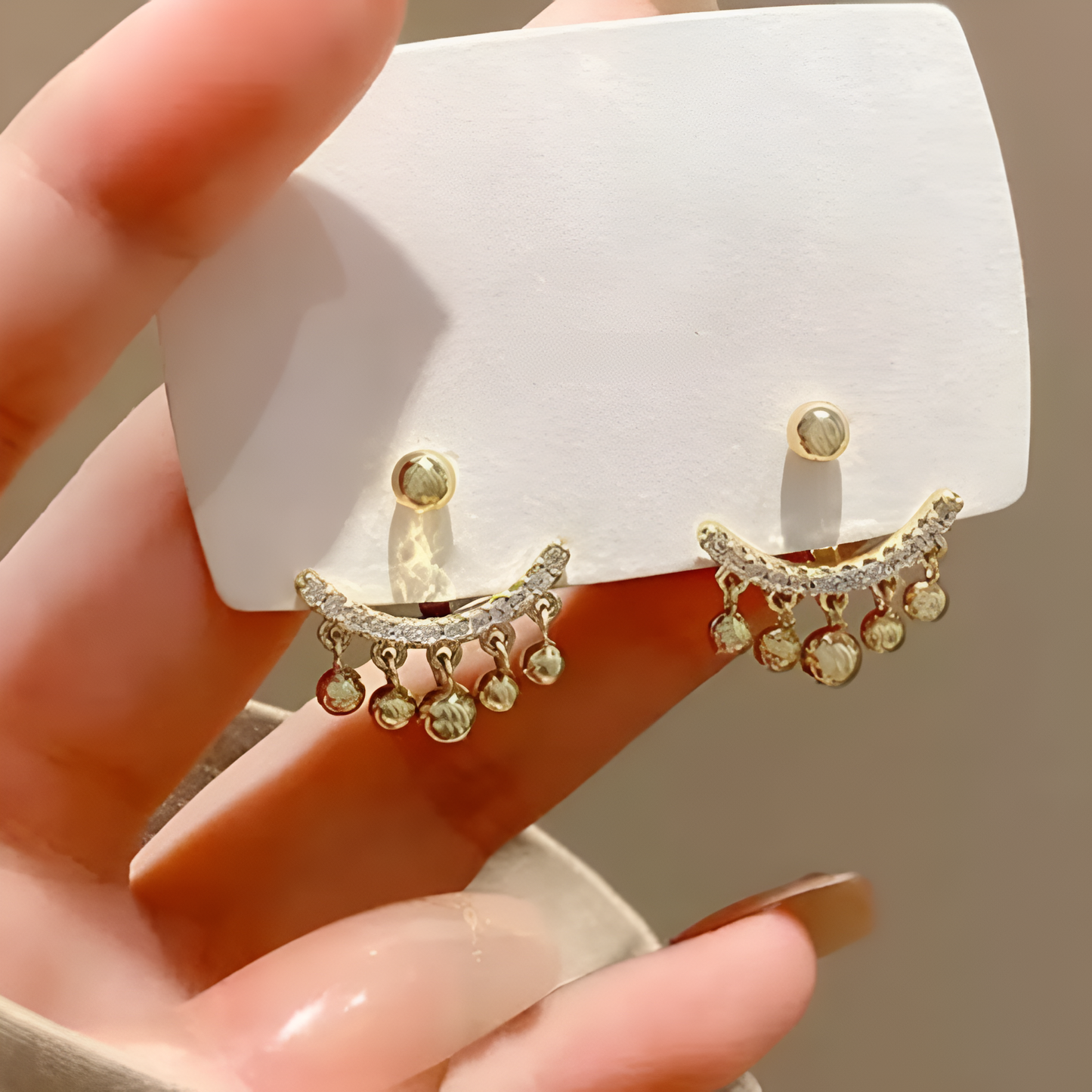 Diamond Ball Tassel Earrings