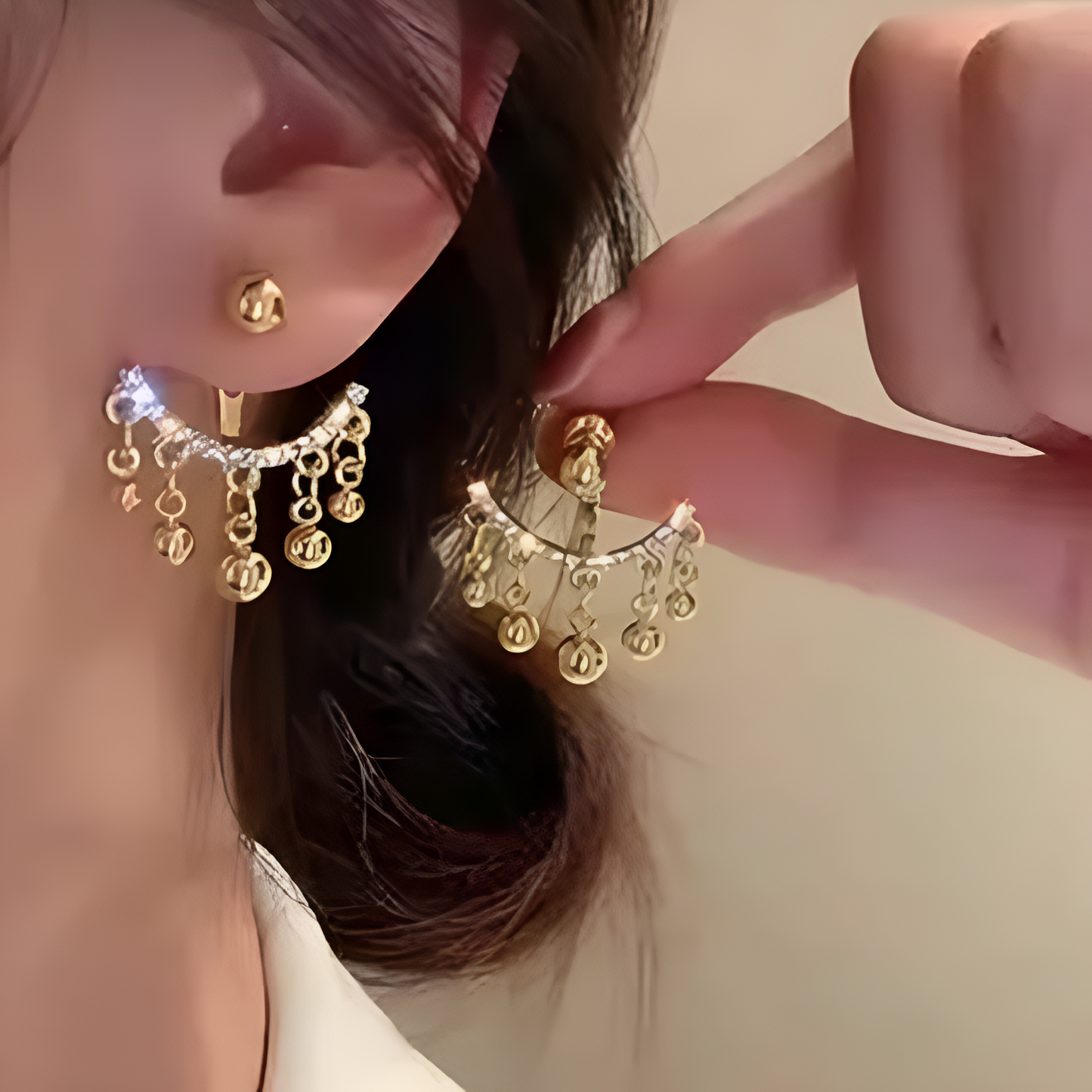 Diamond Ball Tassel Earrings