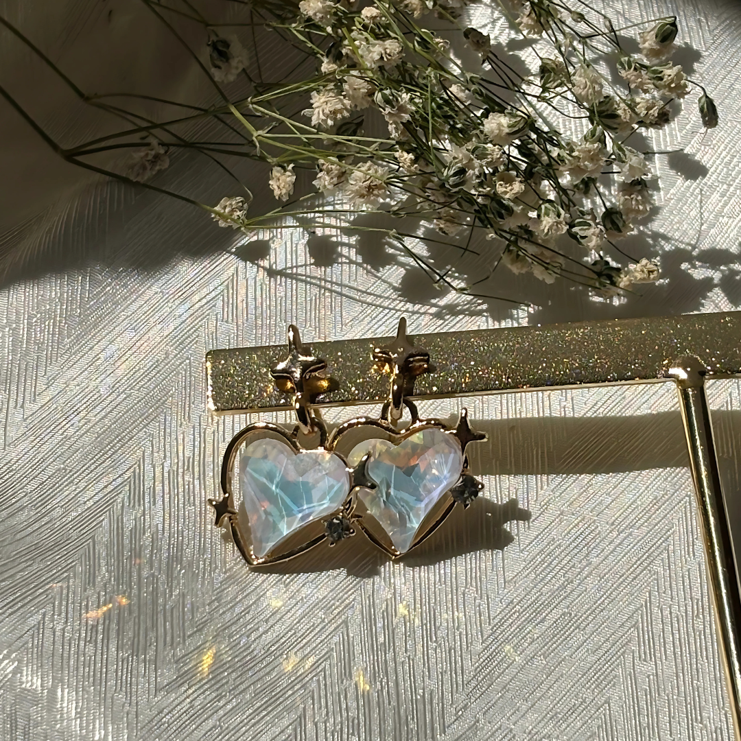 Heart Bling Earrings (Multiple Colors)