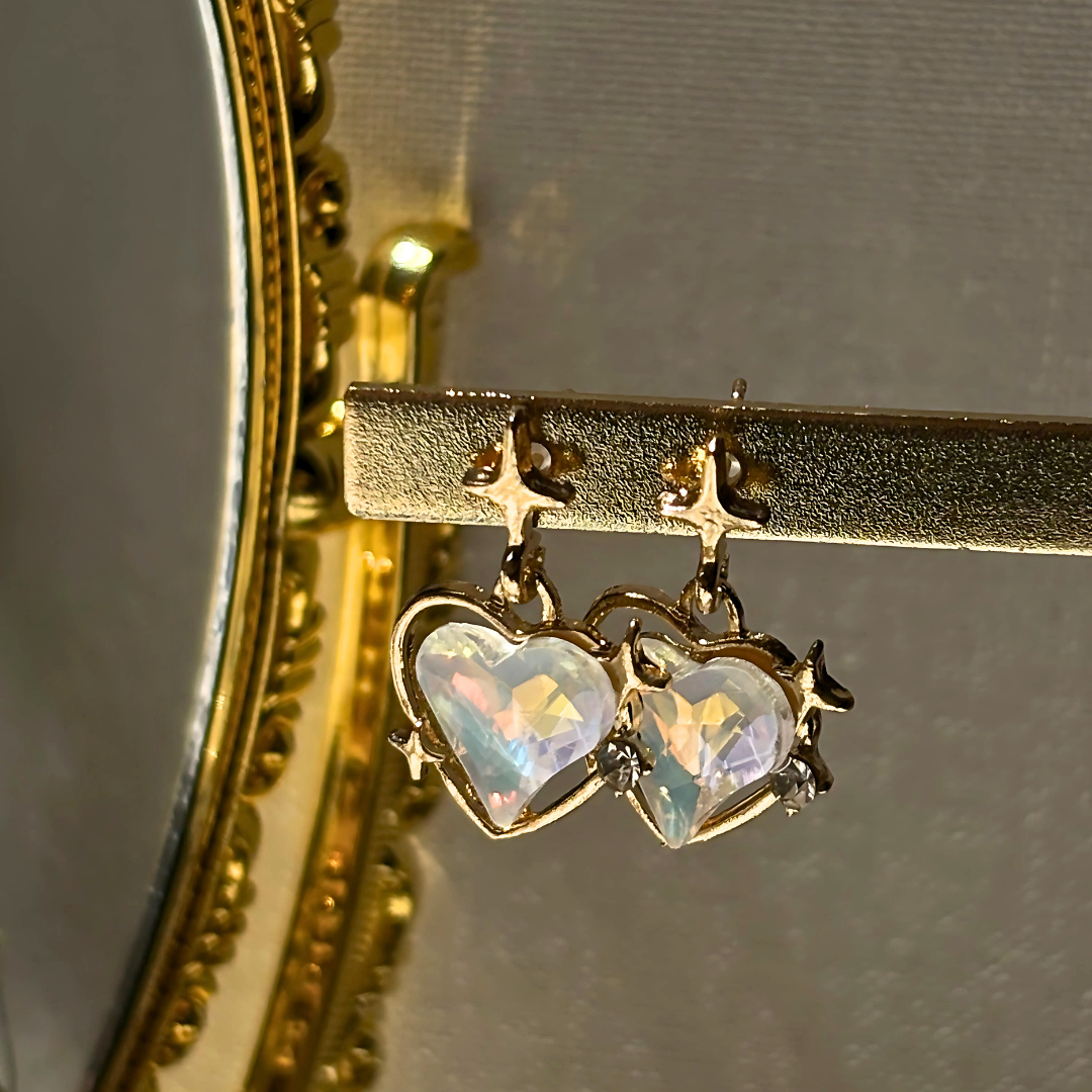 Heart Bling Earrings (Multiple Colors)