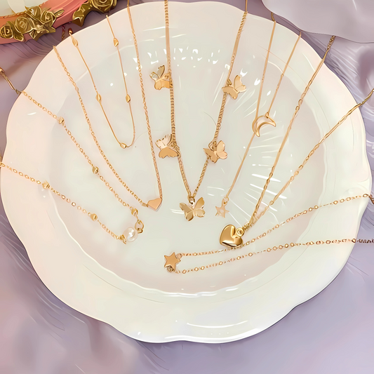 Set of 6 Gold-Plated Chain Necklaces