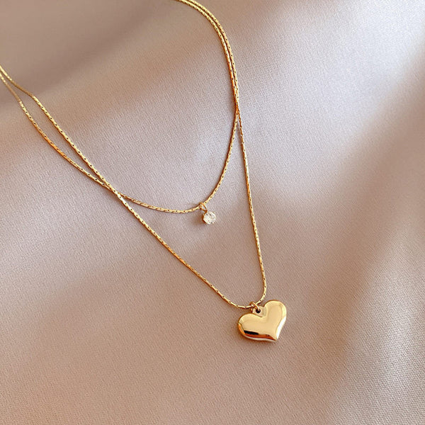 Layered Heart & Stone Necklace