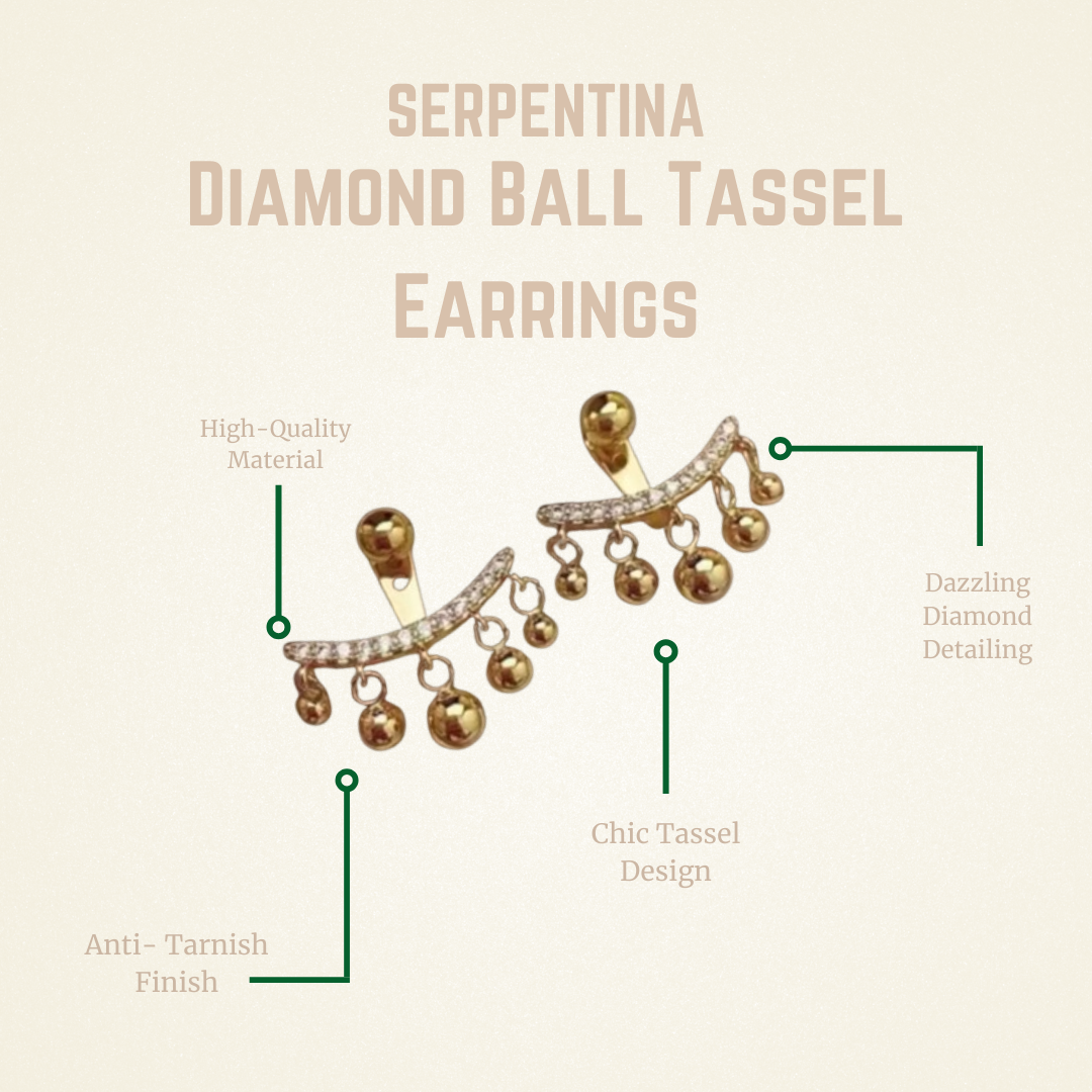 Diamond Ball Tassel Earrings