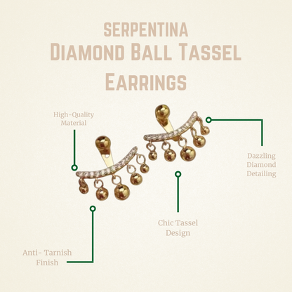 Diamond Ball Tassel Earrings