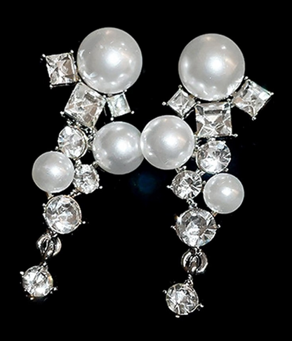 Pearl Crystal Cluster Earrings