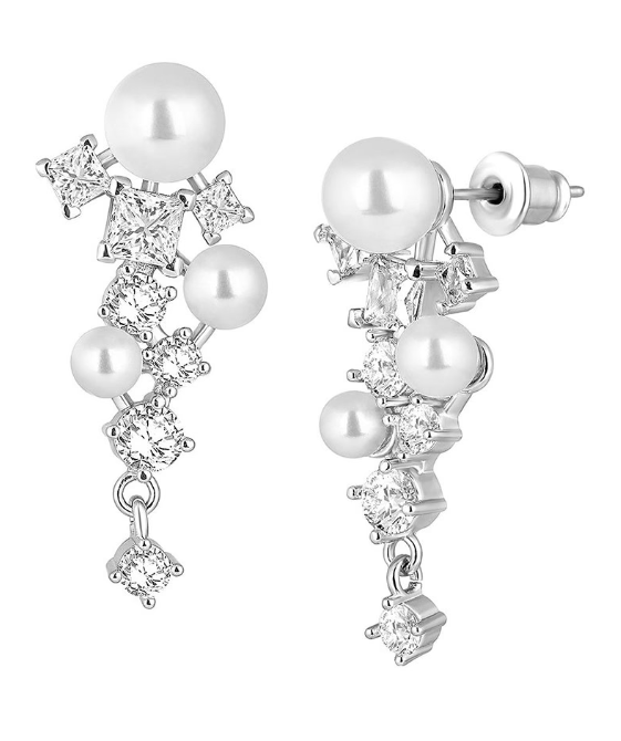 Pearl Crystal Cluster Earrings