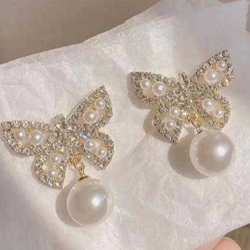 Rhinestone Butterfly Earrings
