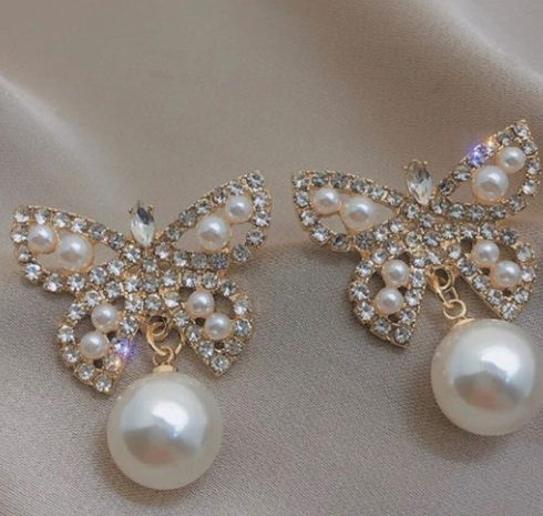 Rhinestone Butterfly Earrings