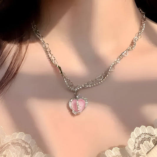 Y2K Divided Heart Necklace