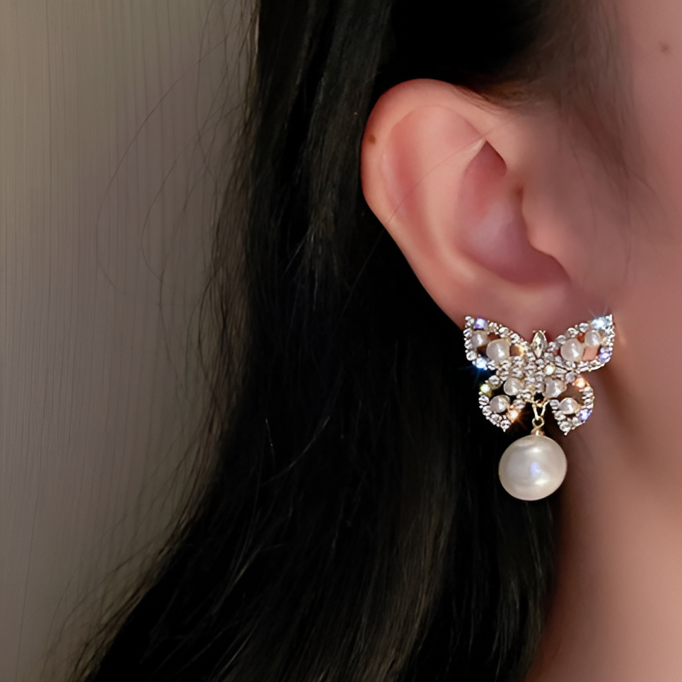 Rhinestone Butterfly Earrings
