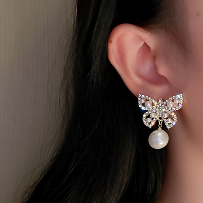 Rhinestone Butterfly Earrings