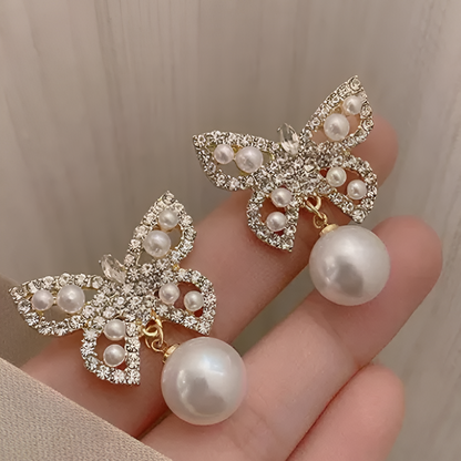 Rhinestone Butterfly Earrings