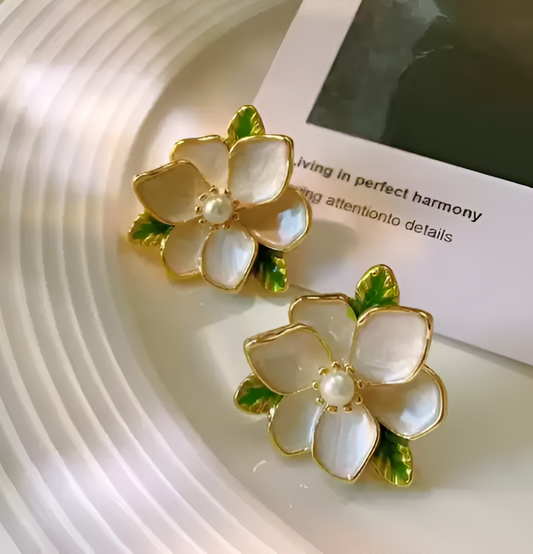 White Flower Earrings