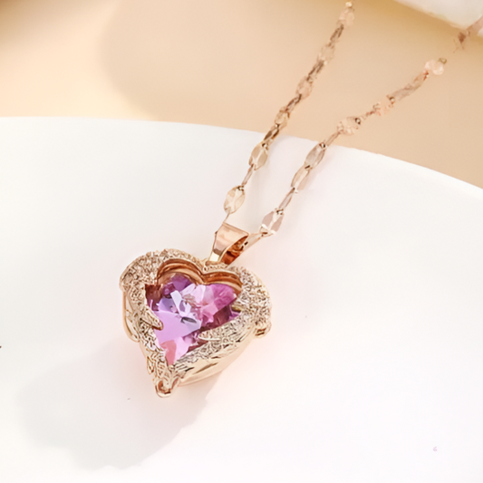 Purple Zircon Heart Pendant