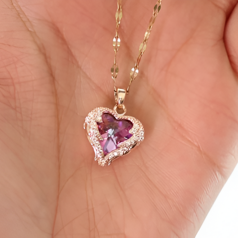 Purple Zircon Heart Pendant