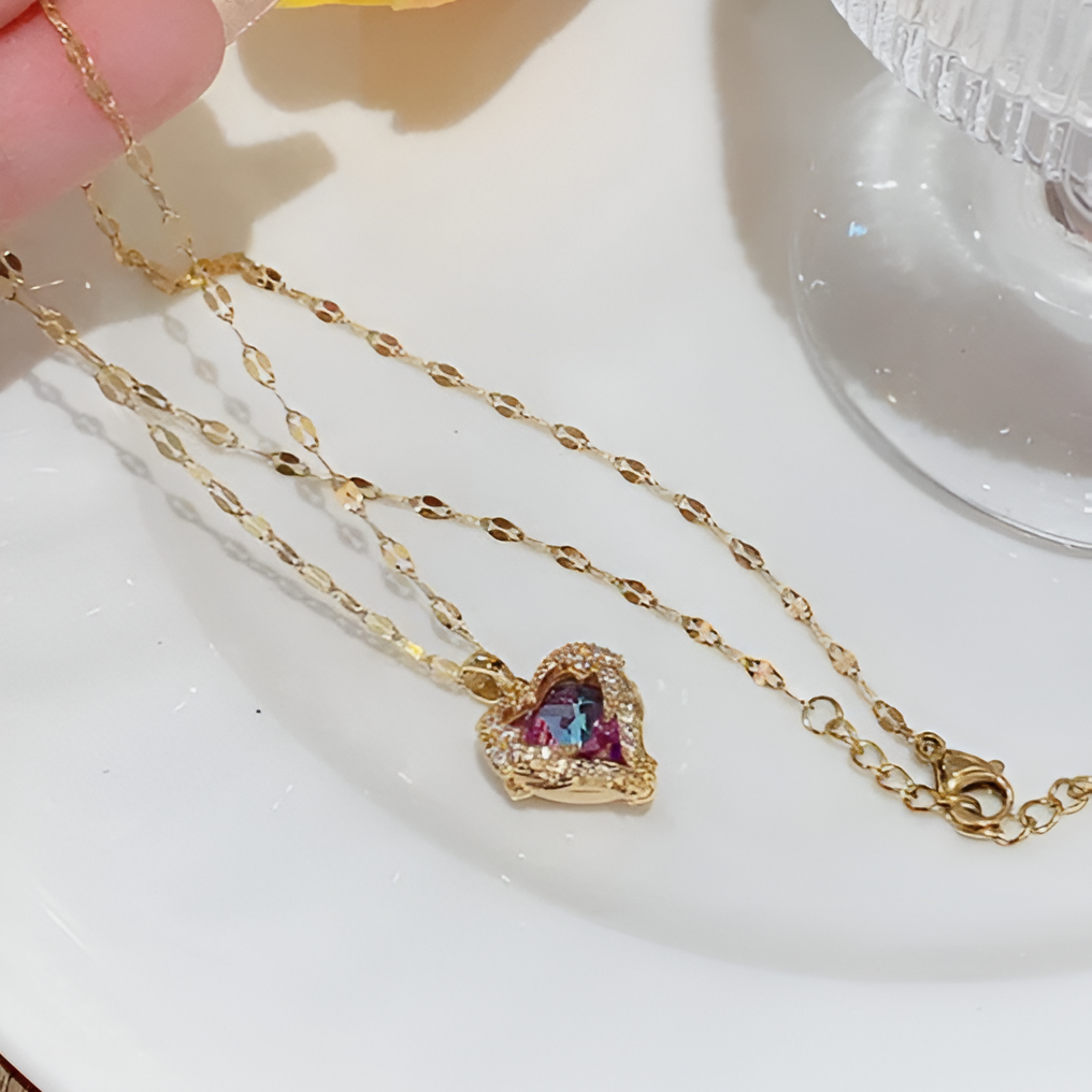 Purple Zircon Heart Pendant