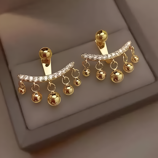 Diamond Ball Tassel Earrings